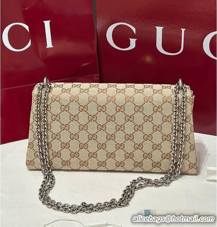 Best Product Gucci Dionysus medium shoulder bag sand and brown GG canvas 637012