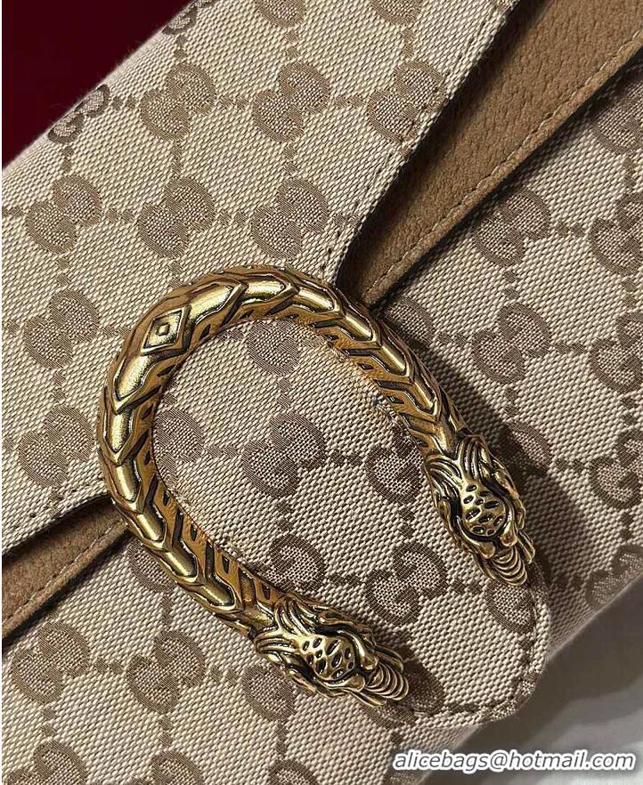 Best Product Gucci Dionysus medium shoulder bag sand and brown GG canvas 637012