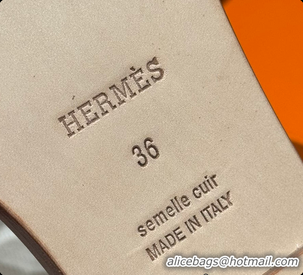 Discount Hermes Oran sandal White / Glacier Blue 60702301
