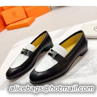 Shop Duplicate Hermes Dauphine Loafer White/Black 60702302