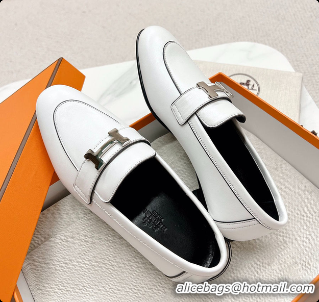 Best Product Hermes Dauphine Loafer White 60702302