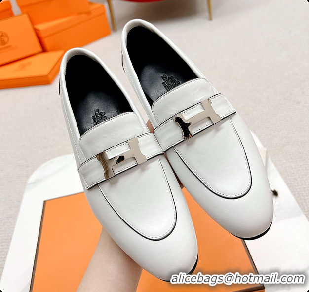 Best Product Hermes Dauphine Loafer White 60702302