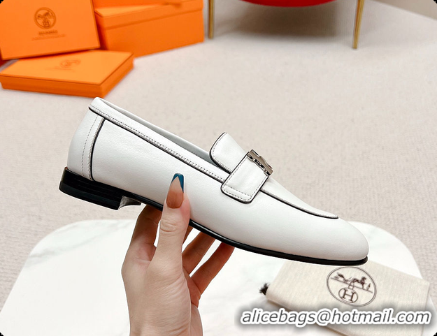 Best Product Hermes Dauphine Loafer White 60702302
