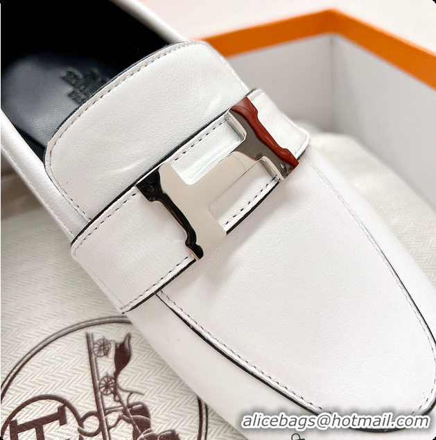 Best Product Hermes Dauphine Loafer White 60702302