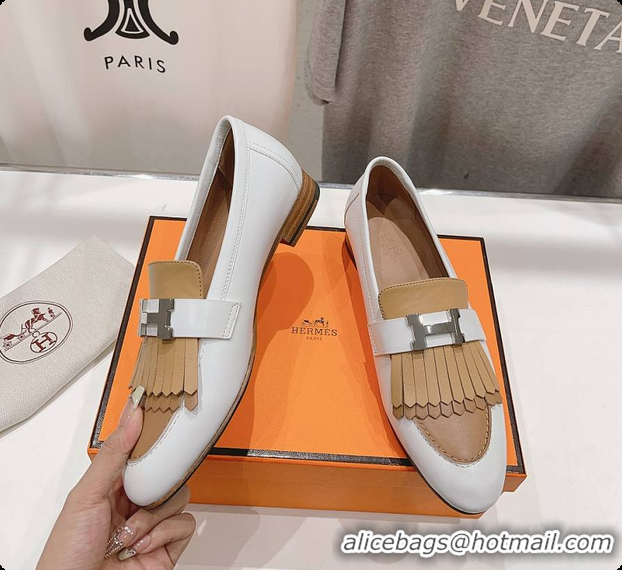 Good Quality Hermes Kelly Royal Loafer White 60702306