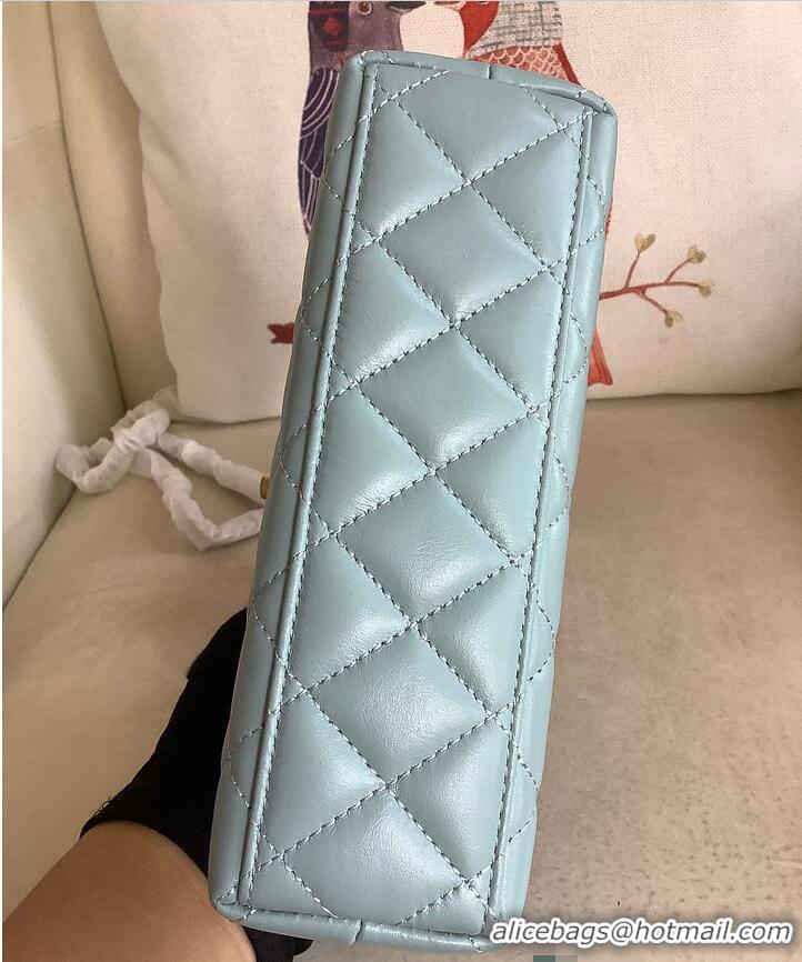 Discount Chanel Aged Calfskin Quilted Nano Kelly Shopper Aged Gold Hardware AS4416 Blue 2026