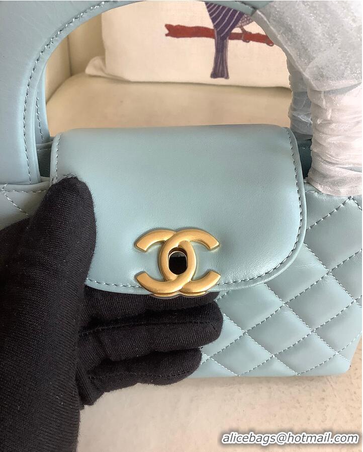 Discount Chanel Aged Calfskin Quilted Nano Kelly Shopper Aged Gold Hardware AS4416 Blue 2026