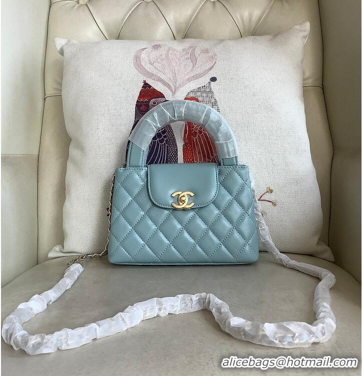 Discount Chanel Aged Calfskin Quilted Nano Kelly Shopper Aged Gold Hardware AS4416 Blue 2026