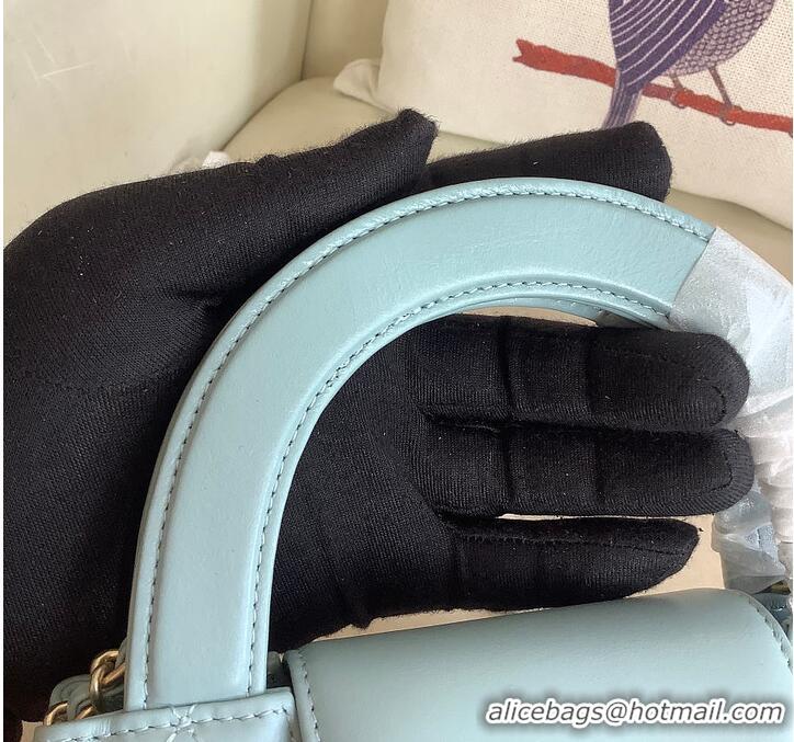 Discount Chanel Aged Calfskin Quilted Nano Kelly Shopper Aged Gold Hardware AS4416 Blue 2026