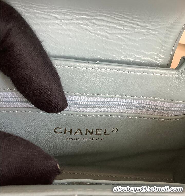 Discount Chanel Aged Calfskin Quilted Nano Kelly Shopper Aged Gold Hardware AS4416 Blue 2026