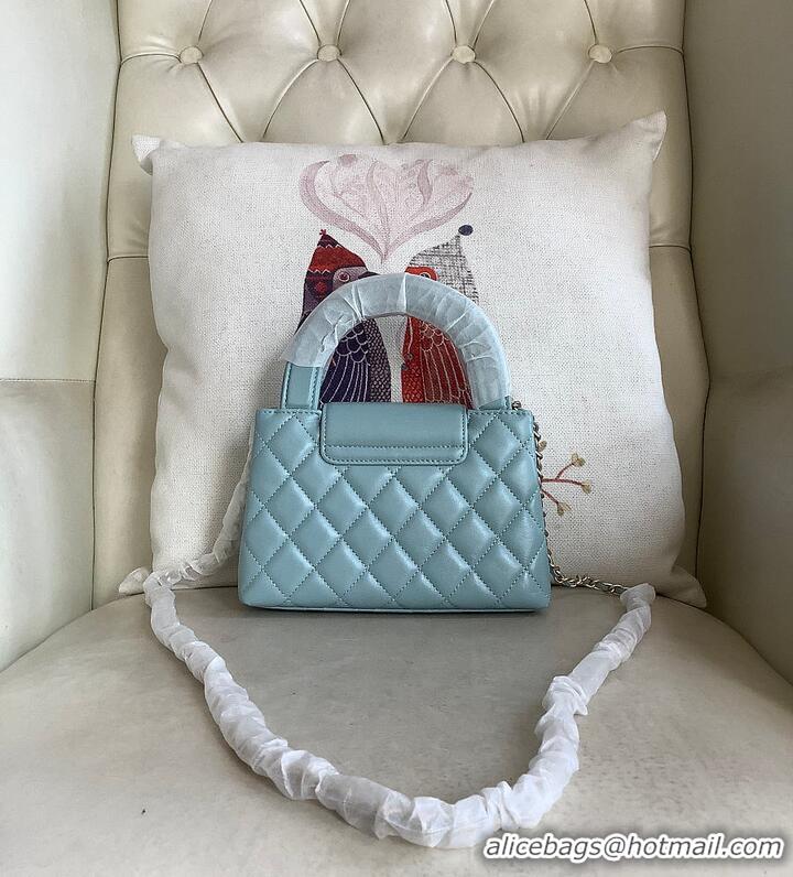 Discount Chanel Aged Calfskin Quilted Nano Kelly Shopper Aged Gold Hardware AS4416 Blue 2026