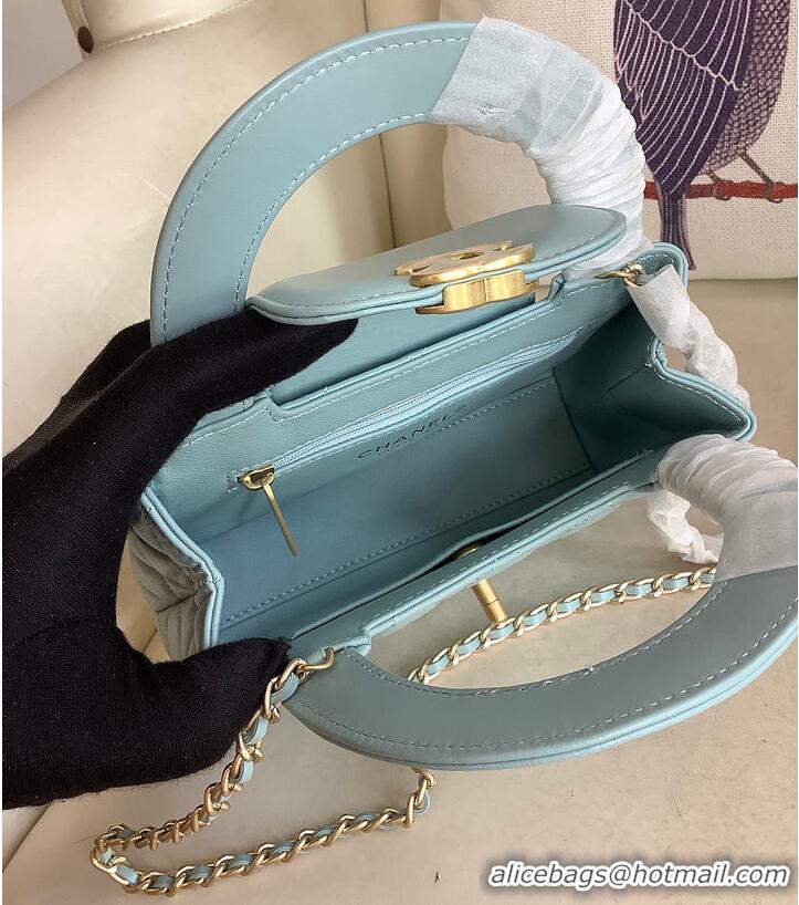 Discount Chanel Aged Calfskin Quilted Nano Kelly Shopper Aged Gold Hardware AS4416 Blue 2026