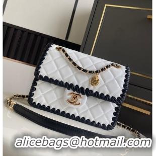 New Design Chanel Flap bag In Lambskin With Braided Calfskin & gold-tone metal AS4417 White/Black 2026