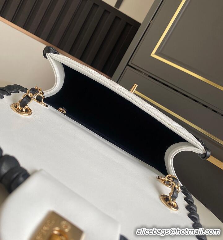 New Design Chanel Flap bag In Lambskin With Braided Calfskin & gold-tone metal AS4417 White/Black 2026