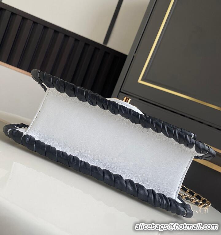 New Design Chanel Flap bag In Lambskin With Braided Calfskin & gold-tone metal AS4417 White/Black 2026