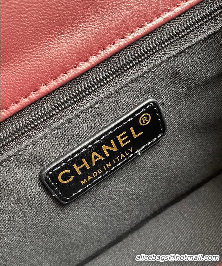 Top Grade Chanel Flap bag In Lambskin With Braided Calfskin & gold-tone metal AS4417 Burgundy/Black 2026