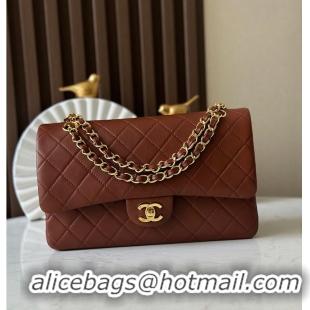 Super Quality Chanel Medium Classic Handbag Lambskin & Gold-Tone Metal A01112 Brown/Caramel