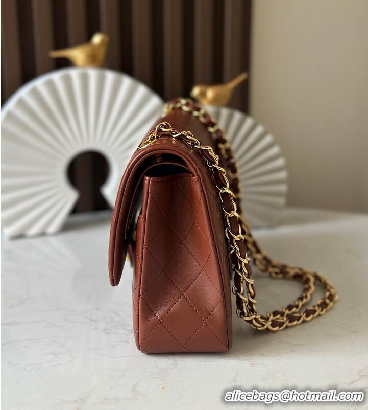 Super Quality Chanel Medium Classic Handbag Lambskin & Gold-Tone Metal A01112 Brown/Caramel