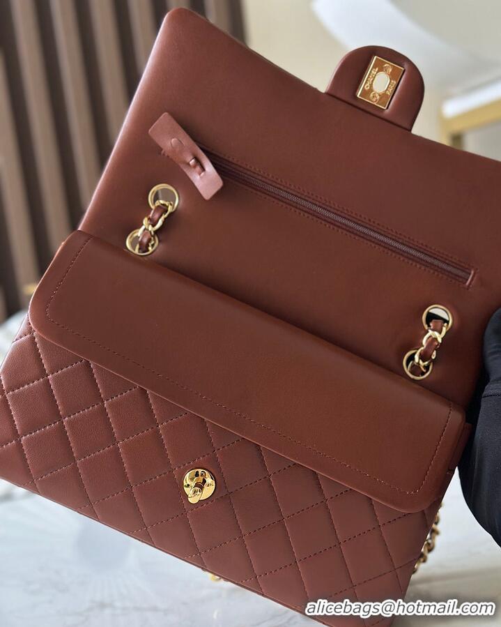 Super Quality Chanel Medium Classic Handbag Lambskin & Gold-Tone Metal A01112 Brown/Caramel