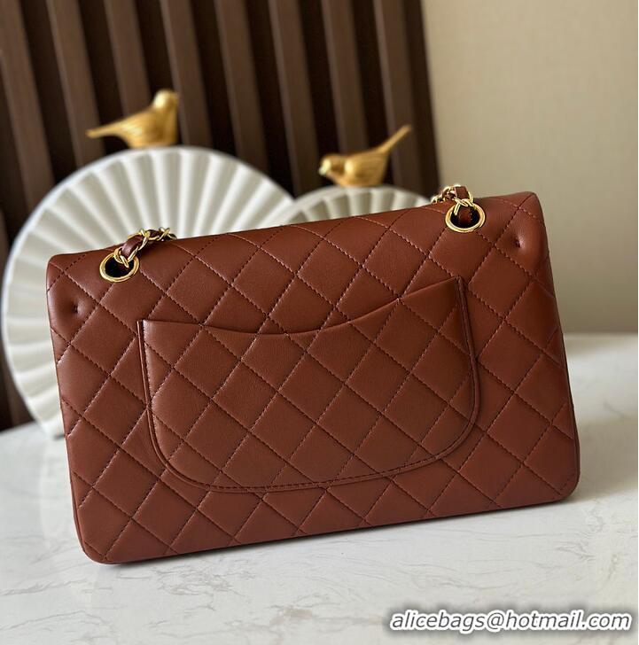 Super Quality Chanel Medium Classic Handbag Lambskin & Gold-Tone Metal A01112 Brown/Caramel