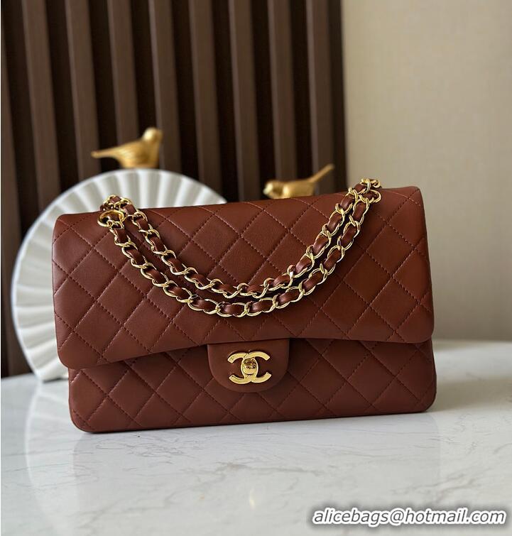 Super Quality Chanel Medium Classic Handbag Lambskin & Gold-Tone Metal A01112 Brown/Caramel