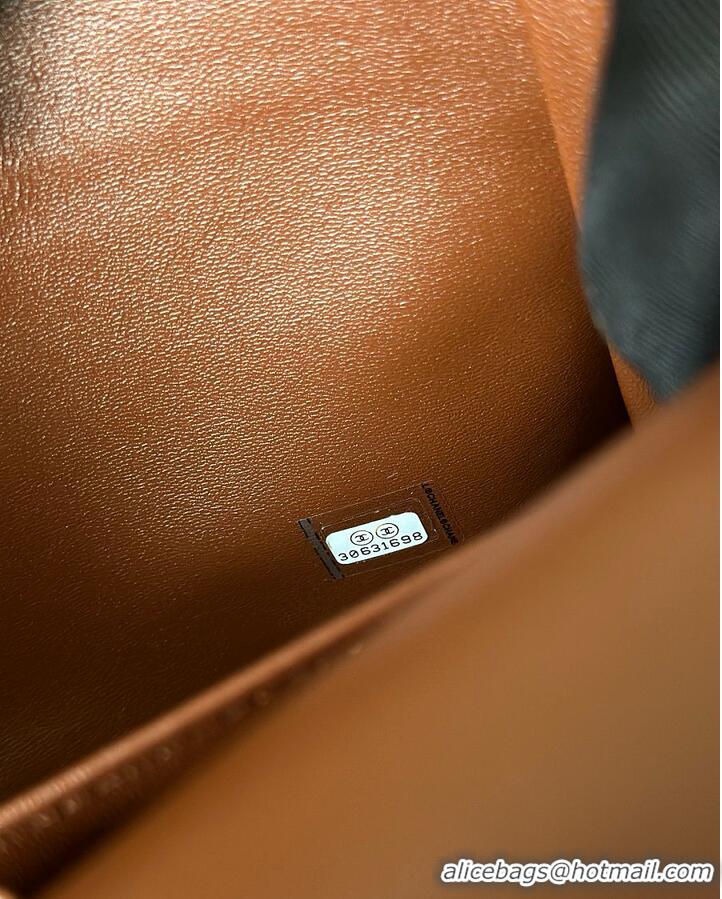 Super Quality Chanel Medium Classic Handbag Lambskin & Gold-Tone Metal A01112 Brown/Caramel