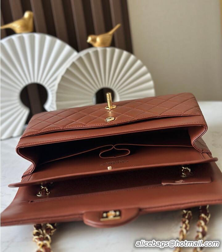 Super Quality Chanel Medium Classic Handbag Lambskin & Gold-Tone Metal A01112 Brown/Caramel