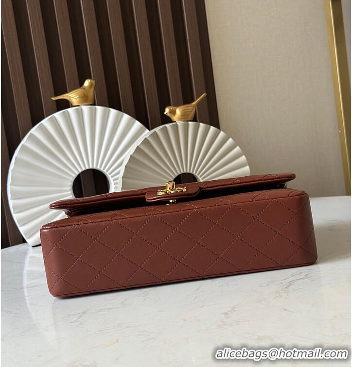 Super Quality Chanel Medium Classic Handbag Lambskin & Gold-Tone Metal A01112 Brown/Caramel