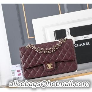 Buy Fashionable Chanel Quilted Caviar Medium Classic Double Flap Bag Gold Hardware A01112 Burgundy