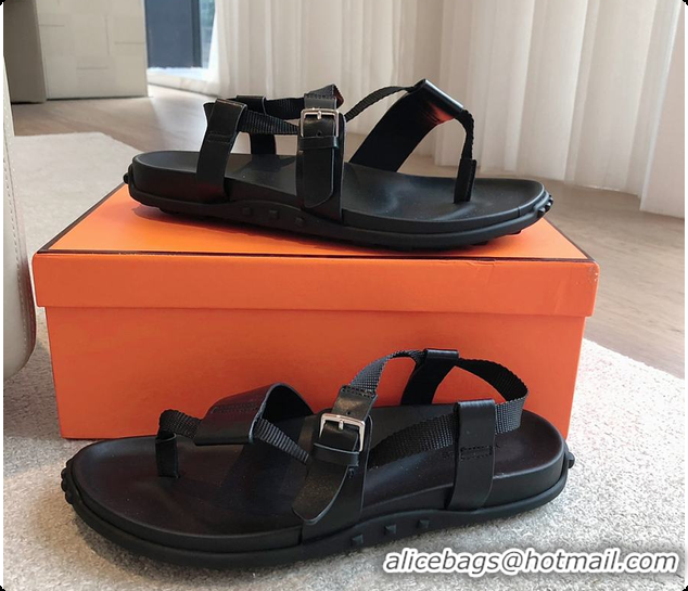 Top Design Hermes 24 Giga Sandals Black 60702310