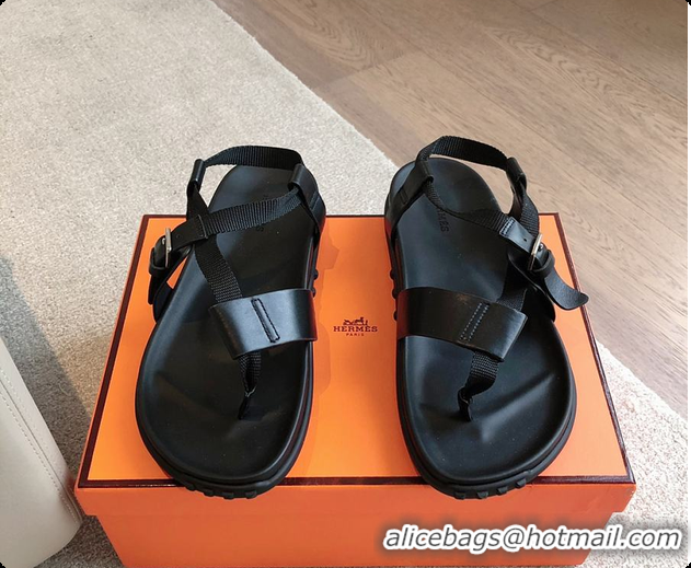 Top Design Hermes 24 Giga Sandals Black 60702310