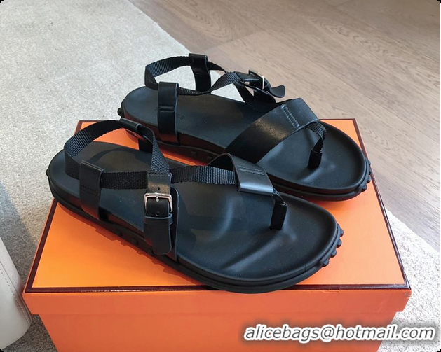 Top Design Hermes 24 Giga Sandals Black 60702310