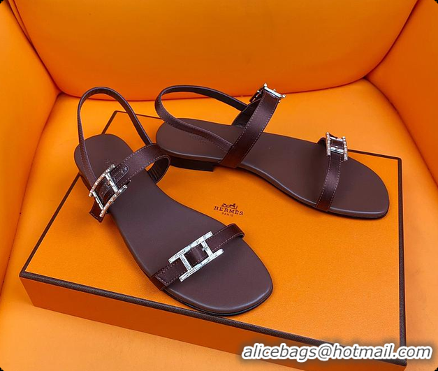 Top Grade Hermes Sandals Brown 60702311