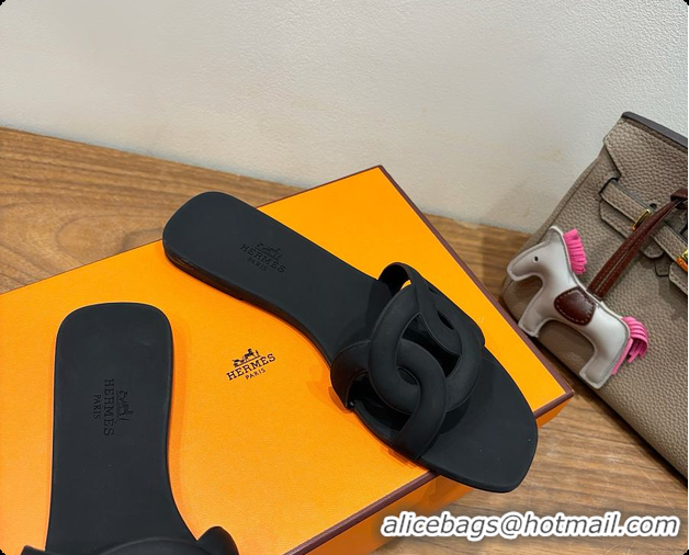 Good Product Hermes Aloha Sandals Black 60702403