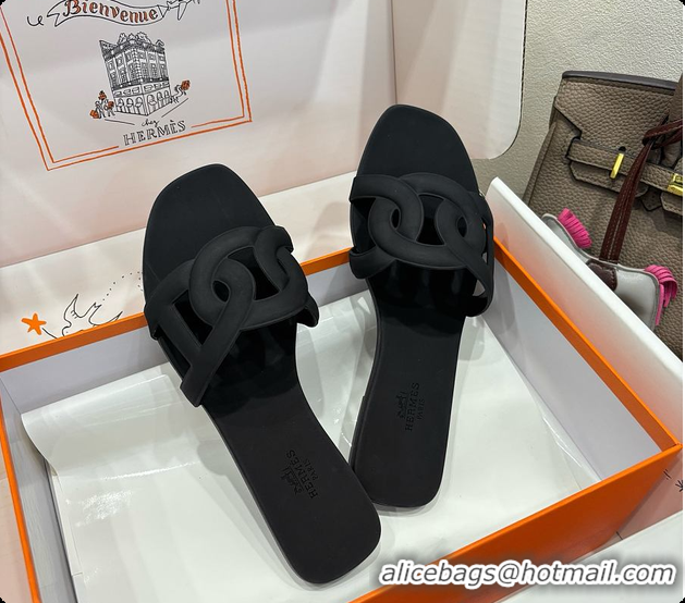 Good Product Hermes Aloha Sandals Black 60702403