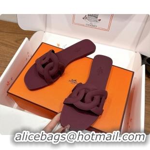 Luxurious Hermes Aloha Sandals burgundy 60702403