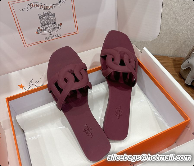 Luxurious Hermes Aloha Sandals burgundy 60702403