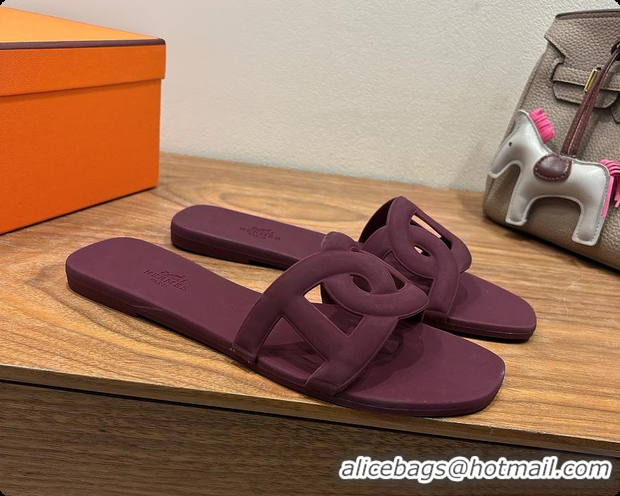 Luxurious Hermes Aloha Sandals burgundy 60702403