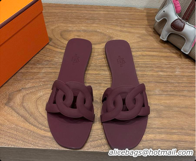 Luxurious Hermes Aloha Sandals burgundy 60702403