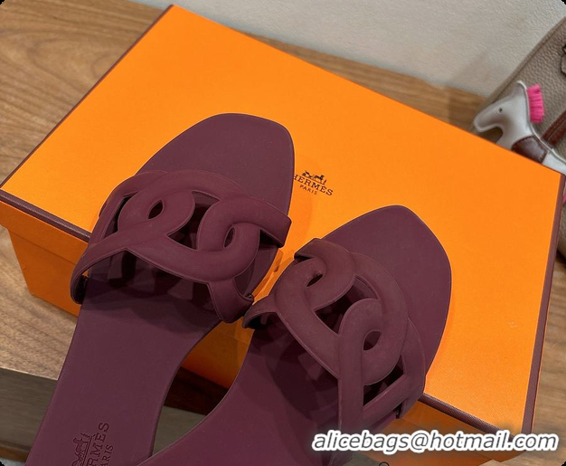 Luxurious Hermes Aloha Sandals burgundy 60702403