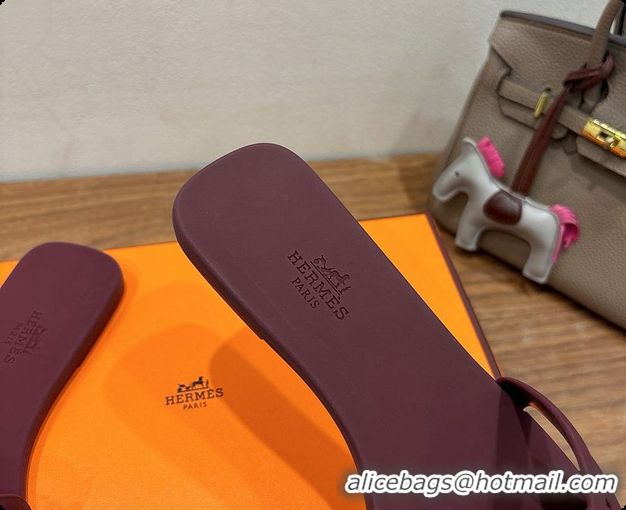Luxurious Hermes Aloha Sandals burgundy 60702403