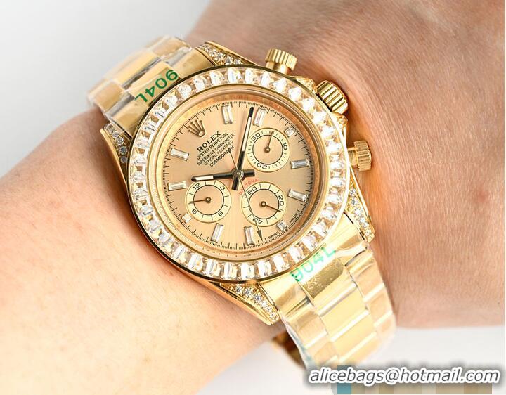 Unique Discount Rolex Cosmograph Daytona 40mm Golden Diamond-Set Dial R1258