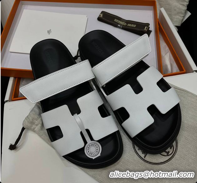 Shop Duplicate Hermes Chypre sandal Blanc 60702405