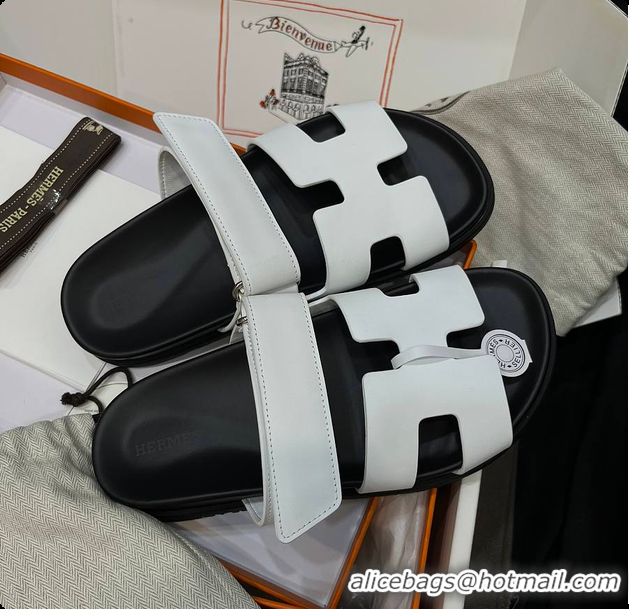 Shop Duplicate Hermes Chypre sandal Blanc 60702405