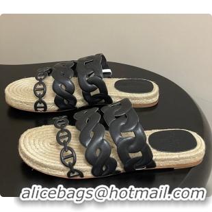 Good Quality Hermes Gwen Espadrille 'Black' 60702406