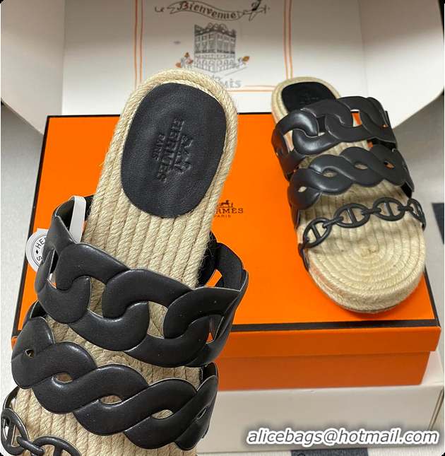 Good Quality Hermes Gwen Espadrille 'Black' 60702406