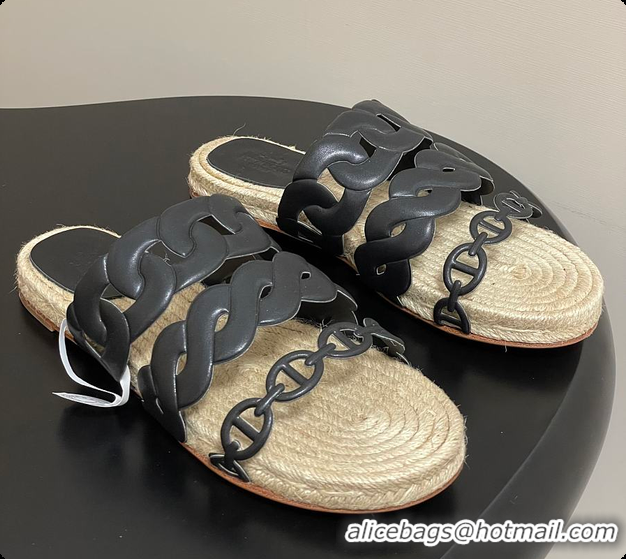 Good Quality Hermes Gwen Espadrille 'Black' 60702406
