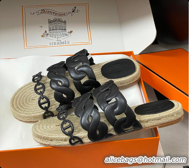 Good Quality Hermes Gwen Espadrille 'Black' 60702406