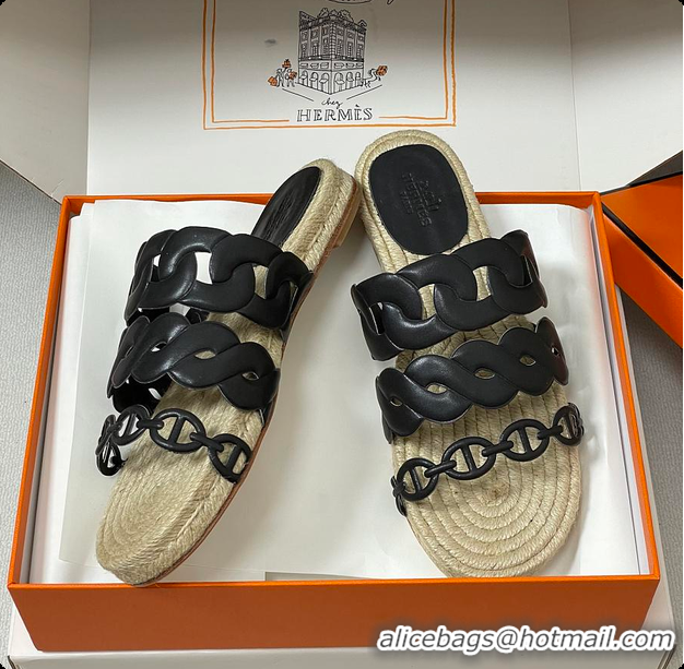 Good Quality Hermes Gwen Espadrille 'Black' 60702406
