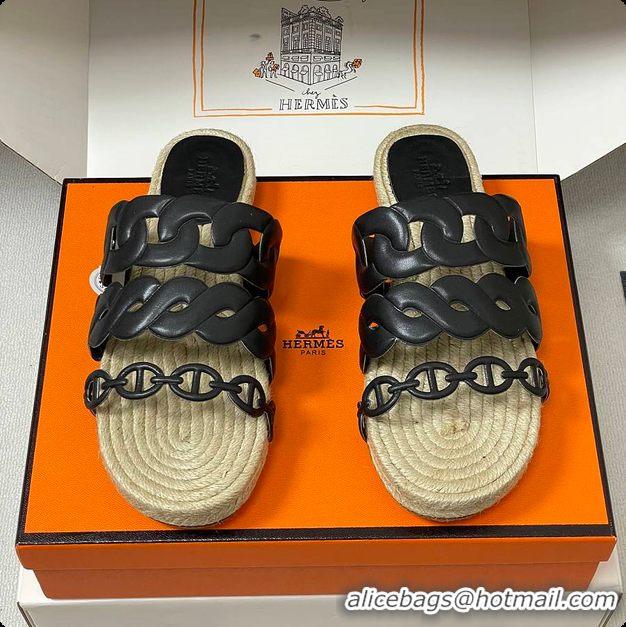 Good Quality Hermes Gwen Espadrille 'Black' 60702406